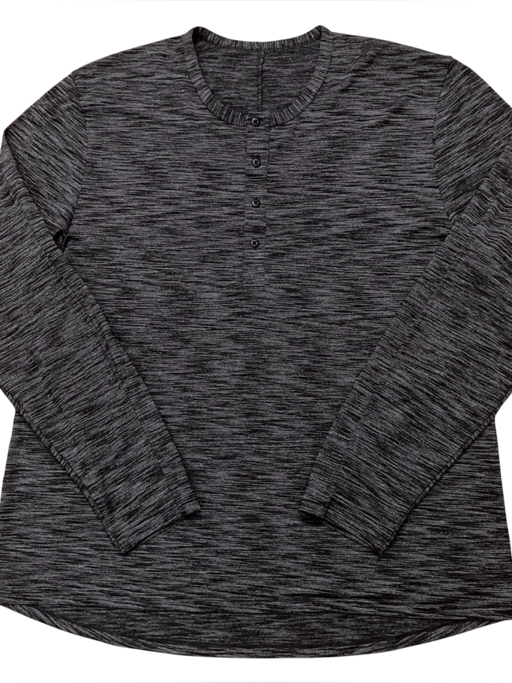 Lululemon Surge Henley Shirt Mens Size 2XL Long Sleeve Button Space Dye Gray